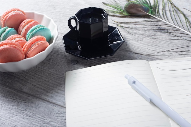 Contact desk with notebook and pen